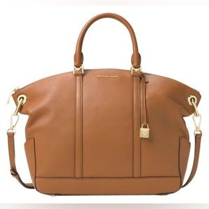 NWT Michael Kors Beckett large top zip leather satchel Acorn